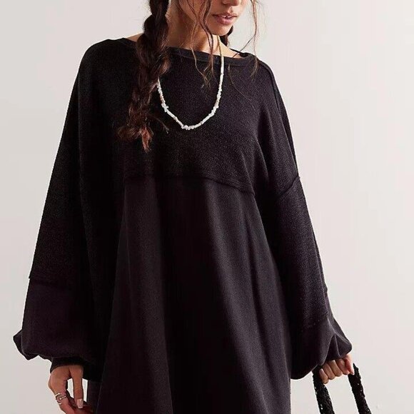 Free People We The Free Coastal Solid Crew Sweatshirt Top Oversized XS 275708 - Picture 2 of 8